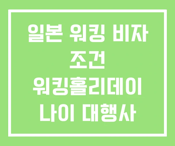 일본 워킹 비자 조건 워킹홀리데이 나이 대행사