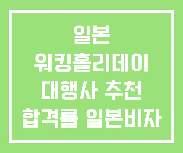 일본 워킹홀리데이 대행사 추천 합격률 일본비자