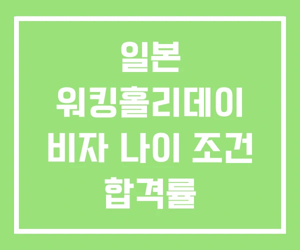 일본 워킹홀리데이 비자 나이 조건 합격률