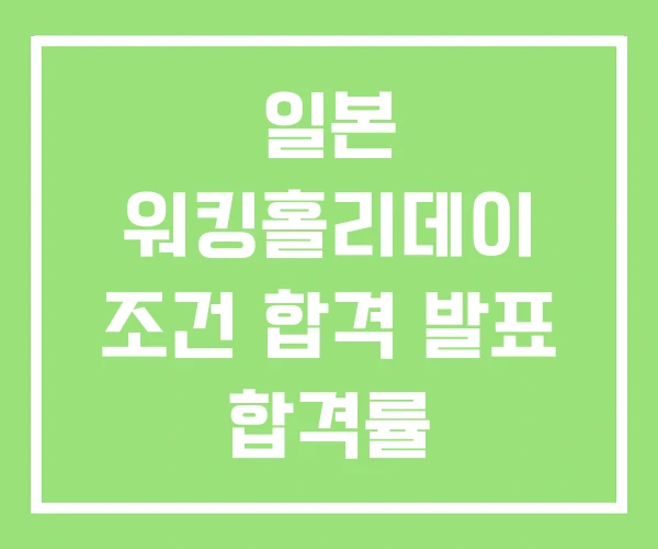 일본 워킹홀리데이 조건 합격 발표 합격률