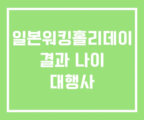 일본워킹홀리데이 결과 나이 대행사