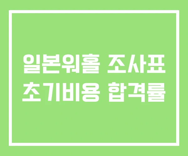 일본워홀 조사표 초기비용 합격률 일본워홀 조사표 초기비용 합격률