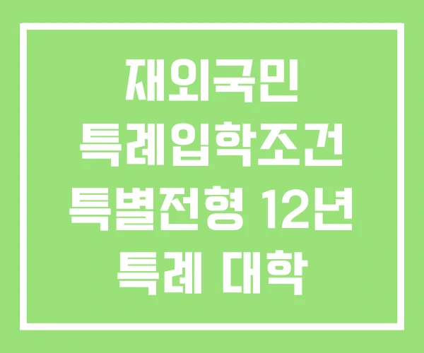 재외국민 특례입학조건 특별전형 12년 특례 대학 재외국민 특례입학조건 특별전형 12년 특례 대학