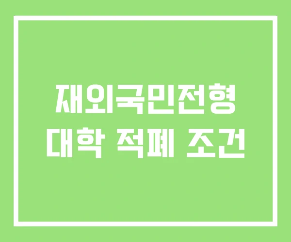 재외국민전형 대학 적폐 조건 재외국민전형 대학 적폐 조건