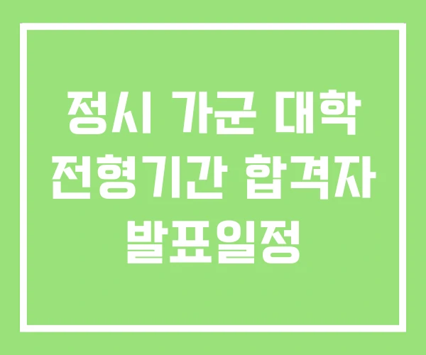 정시 가군 대학 전형기간 합격자 발표일정 정시 가군 대학 전형기간 합격자 발표일정
