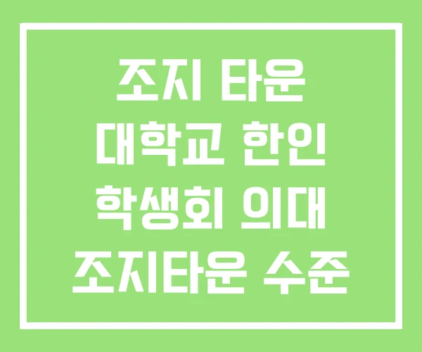 조지 타운 대학교 한인 학생회 의대 조지타운 수준