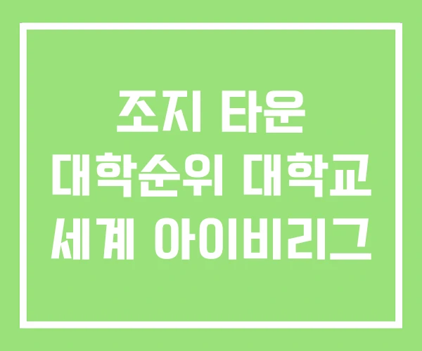 조지 타운 대학순위 대학교 세계 아이비리그