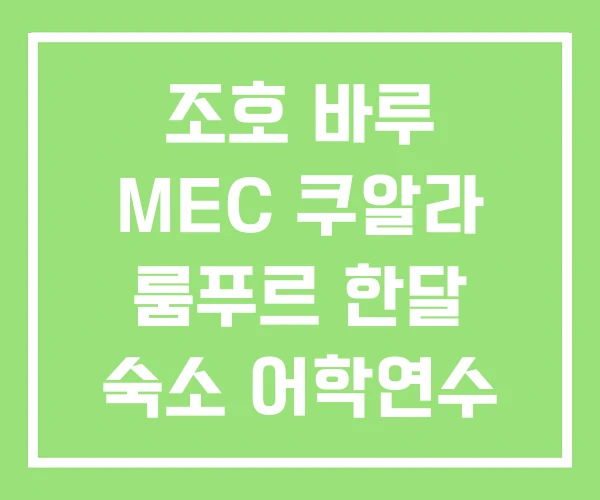 조호 바루 MEC 쿠알라 룸푸르 한달 숙소 어학연수 조호 바루 MEC 쿠알라 룸푸르 한달 숙소 어학연수