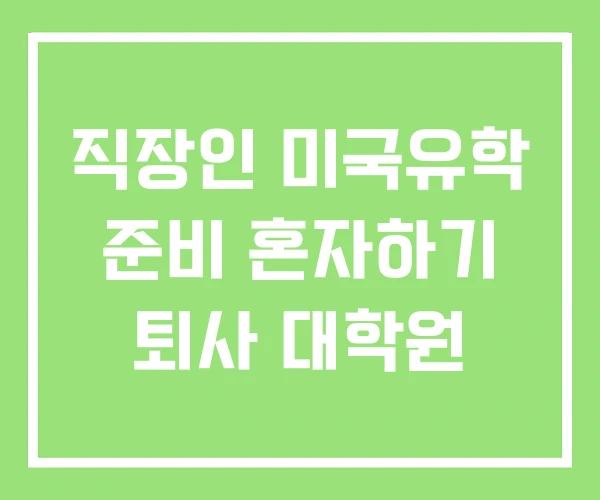직장인 미국유학 준비 혼자하기 퇴사 대학원