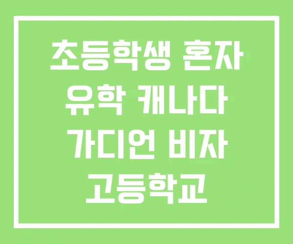 초등학생 혼자 유학 캐나다 가디언 비자 고등학교 교환학생