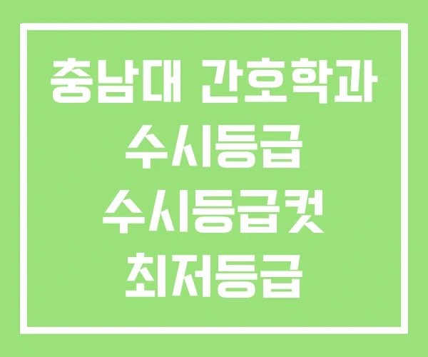 충남대 간호학과 수시등급 수시등급컷 최저등급 충남대 간호학과 수시등급 수시등급컷 최저등급