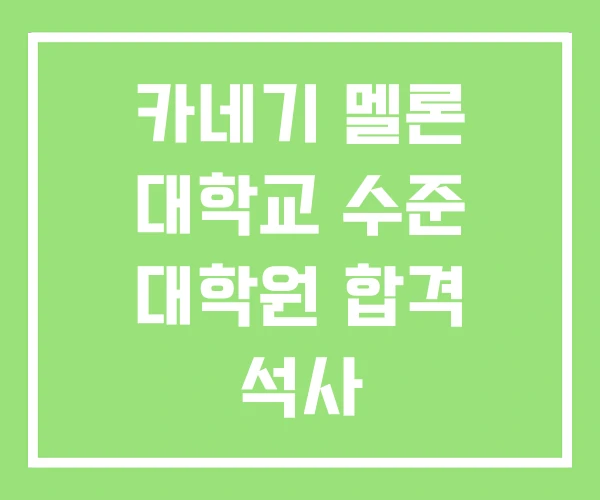 카네기 멜론 대학교 수준 대학원 합격 석사