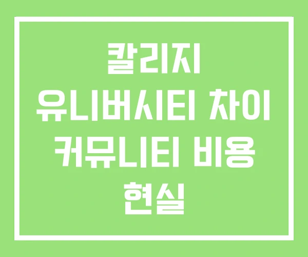 칼리지 유니버시티 차이 커뮤니티 비용 현실