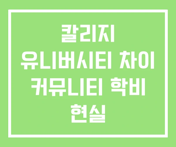 칼리지 유니버시티 차이 커뮤니티 학비 현실