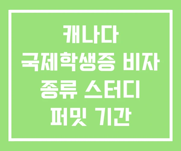 캐나다 국제학생증 비자 종류 스터디 퍼밋 기간