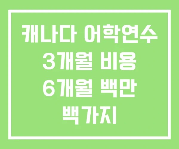 캐나다 어학연수 3개월 비용 6개월 백만 백가지