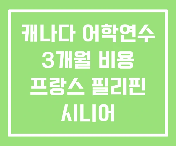 캐나다 어학연수 3개월 비용 프랑스 필리핀 시니어