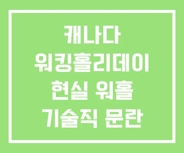 캐나다 워킹홀리데이 현실 워홀 기술직 문란