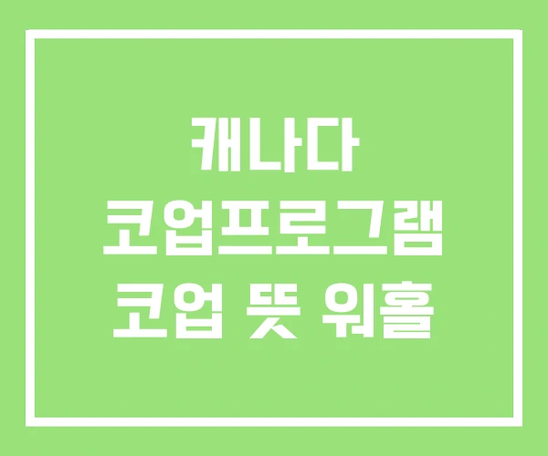 캐나다 코업프로그램 코업 뜻 워홀