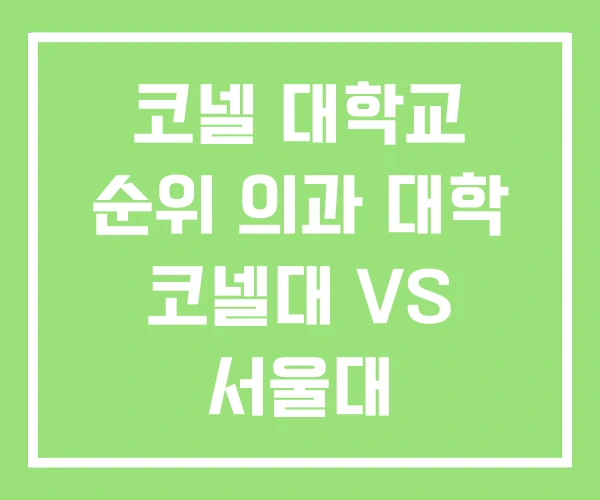 코넬 대학교 순위 의과 대학 코넬대 VS 서울대