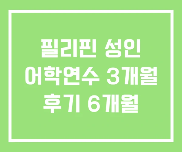 필리핀 성인 어학연수 3개월 후기 6개월