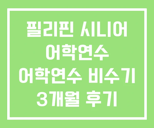 필리핀 시니어 어학연수 어학연수 비수기 3개월 후기