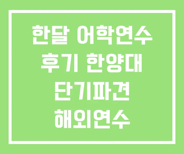 한달 어학연수 후기 한양대 단기파견 해외연수 프로그램