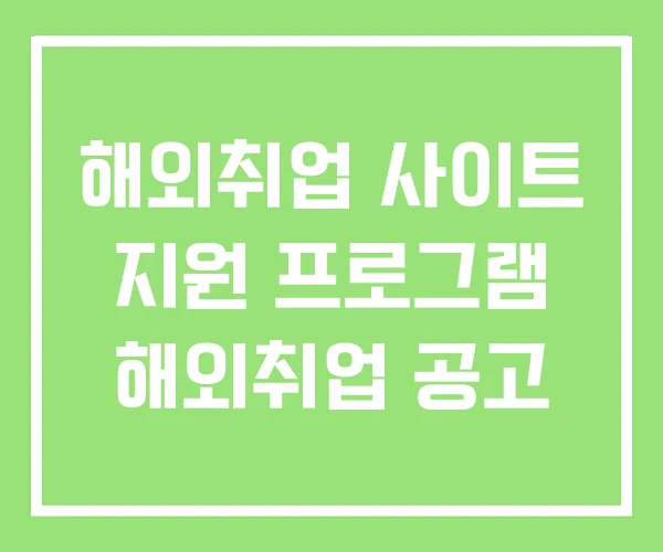 해외취업 사이트 지원 프로그램 해외취업 공고