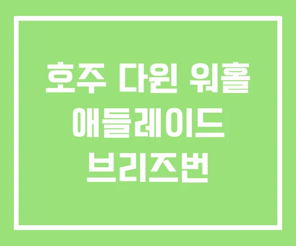 호주 다윈 워홀 애들레이드 브리즈번