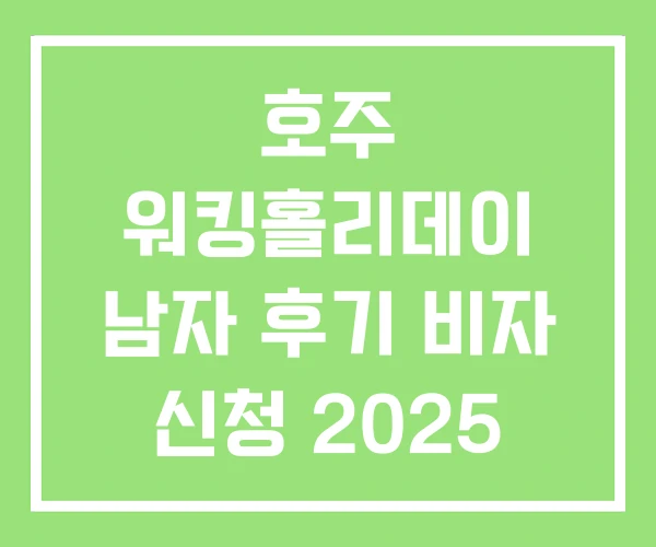 호주 워킹홀리데이 남자 후기 비자 신청 2025 2026