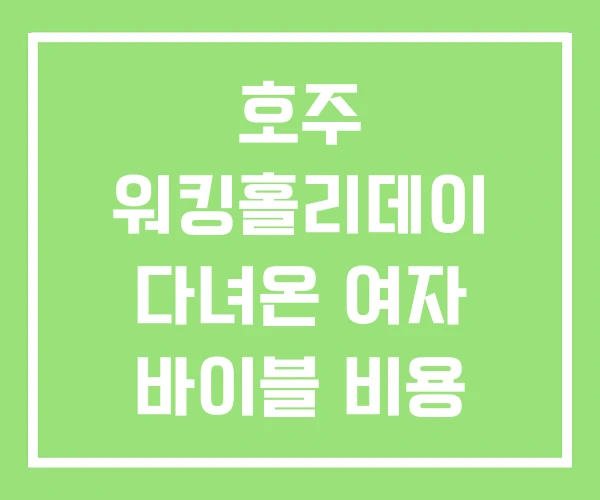 호주 워킹홀리데이 다녀온 여자 바이블 비용